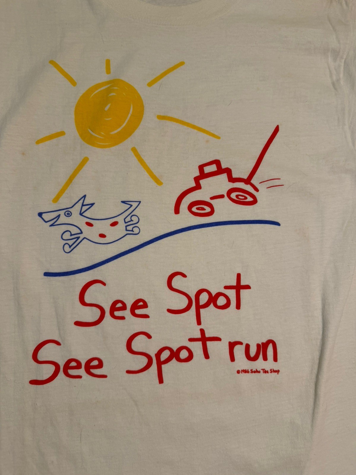 Vintage 1986 See Spot Run T Shirt Medium Soho Tee Shop NYC USA Single Stitch