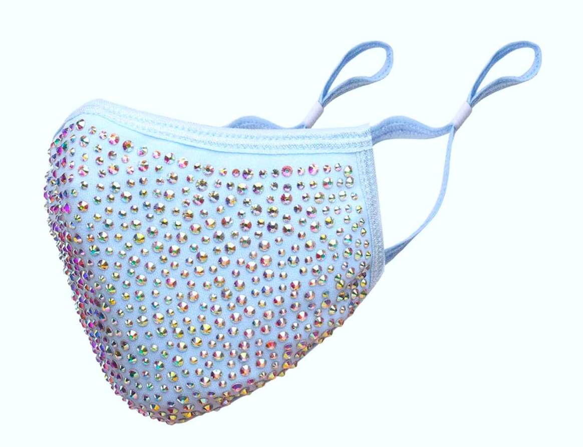 Rhinestone Bling Crystal Face Mask Reusable Washable With Filter Pocket