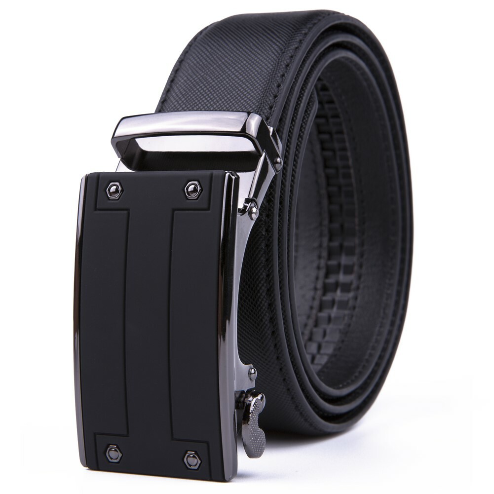 Men’s Belt Leather Ratchet Belts Automatic Buckle 1.37inch Width