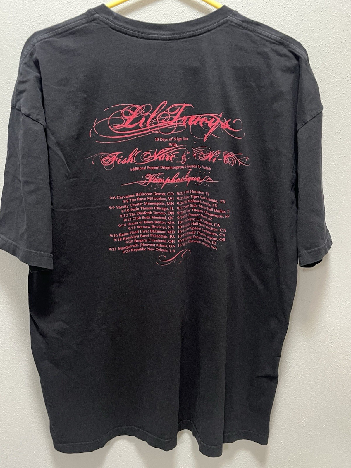 Men’s XL Lil’ Tracy 30 Days of Night Concert Tour Rap Hip Hop Peep Black T Shirt