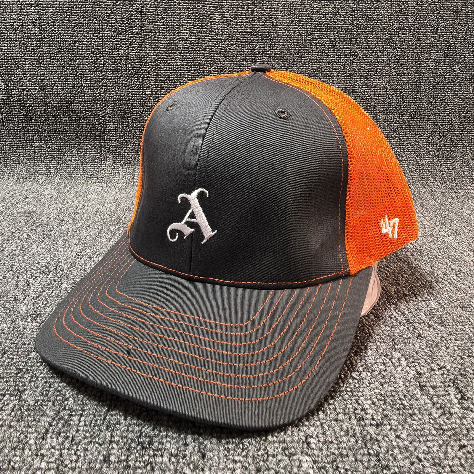 ’47 Brand Arkansas Razorbacks Trucker Snapback Mesh Back Charcoal Orange OSFA