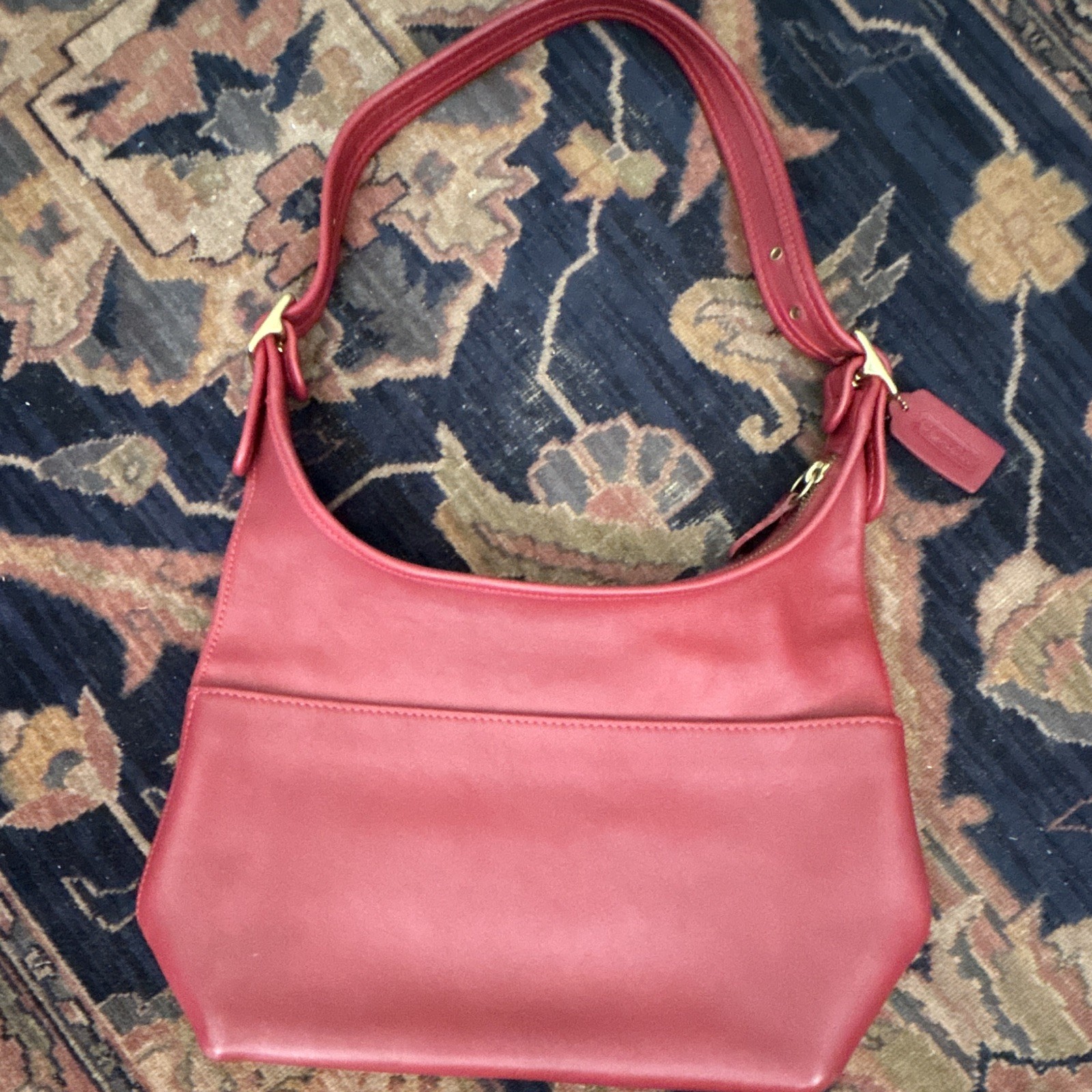 Coach Legacy Red Medium Crescent Shoulder Bag Gold Hardware Lined 9058