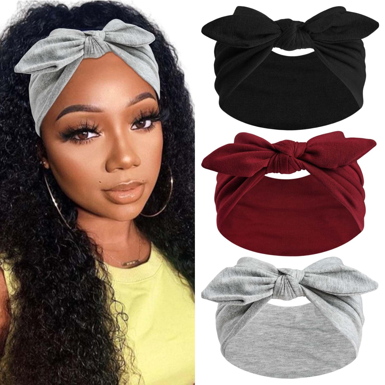 Bow Headbands for Women Non Slip Wide Headbands Cute Turban Headwraps Workout…