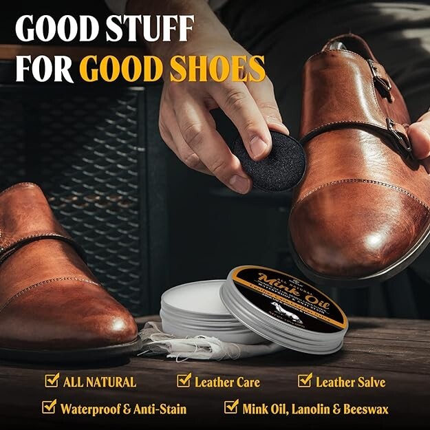 Mink Oil for Leather Boots Leather Conditioner and Cleaner 3.52Oz-All-Natural