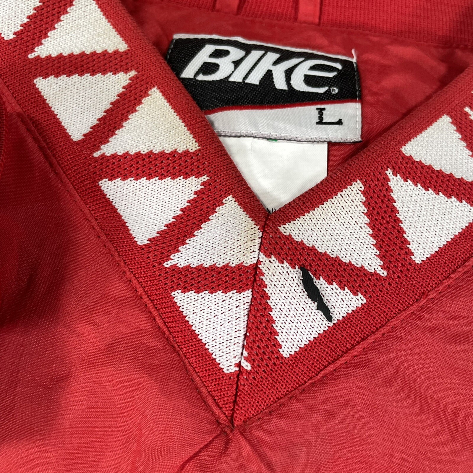 Vintage 80s 90s BIKE Pullover Jacket Large Red River Embroidered Spellout