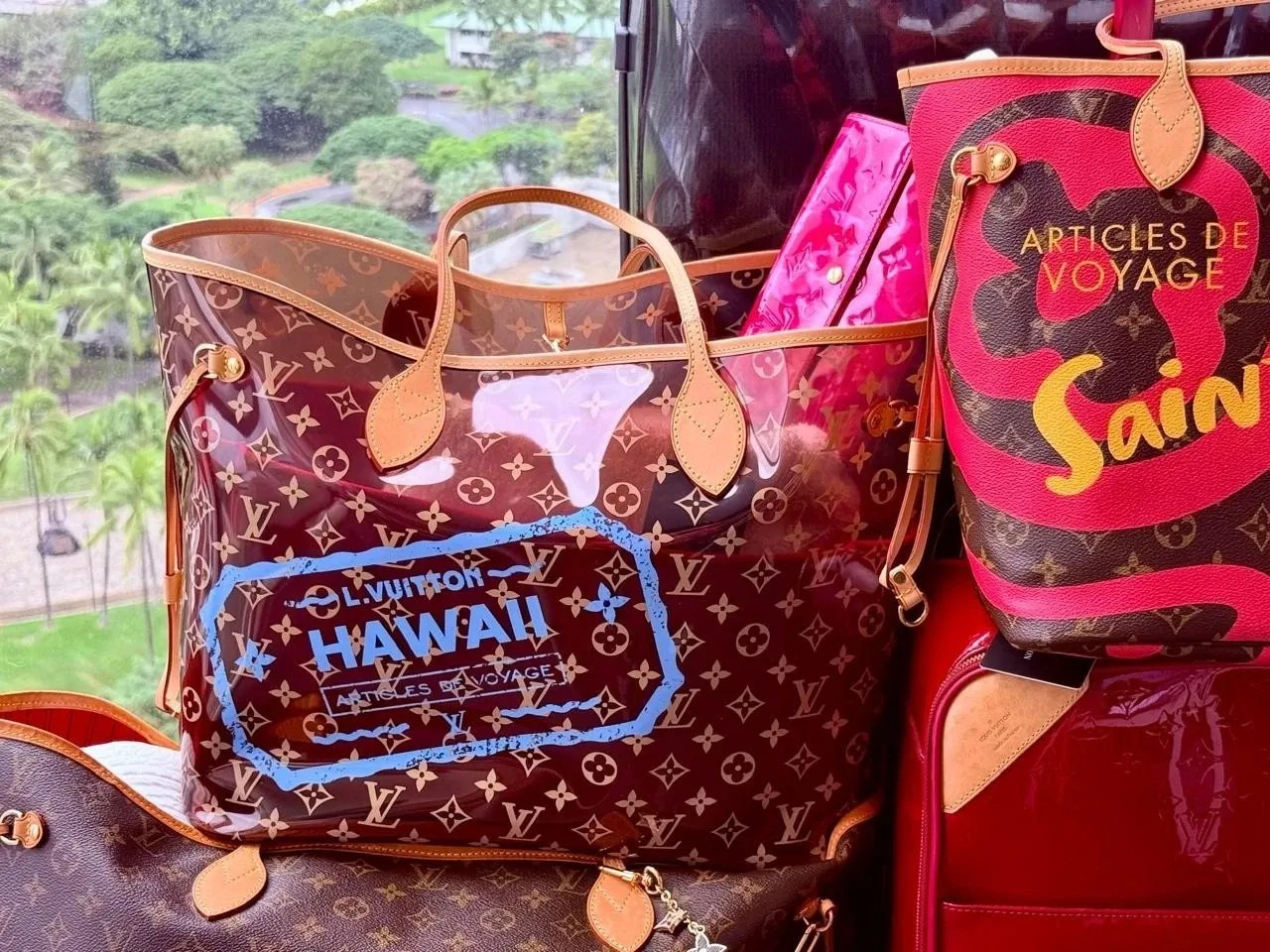 Louis Vuitton Hawaii Neverfull GM Monogram Hot Pink Shoulder Bag Tote LTD Maui