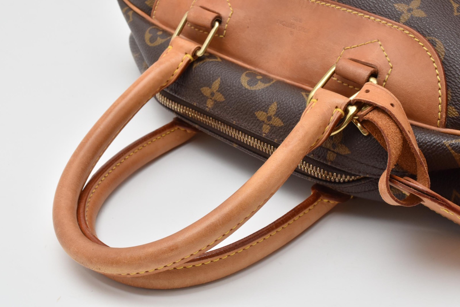 LOUIS VUITTON LV Logo Deauville Hand Bag Tote Bag Monogram Leather Brown M47270
