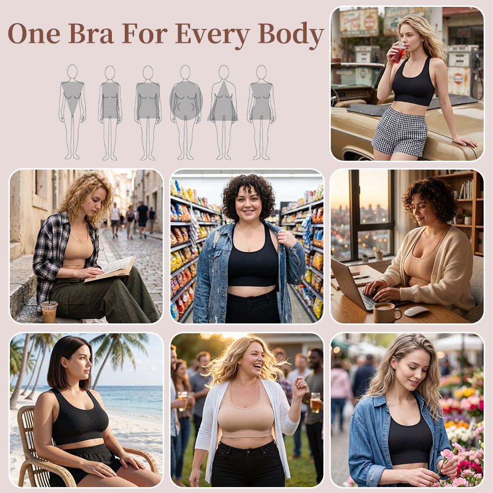 Women’s Seamless Wireless Bra Adjustable Strap Full Coverage Comfort