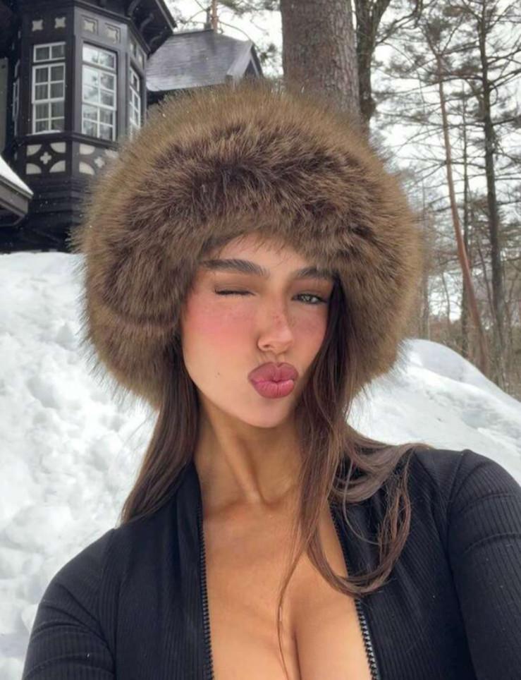 Winter Furry Fluffy Faux Fur Women’s Mongolian Fashion Hat Brown