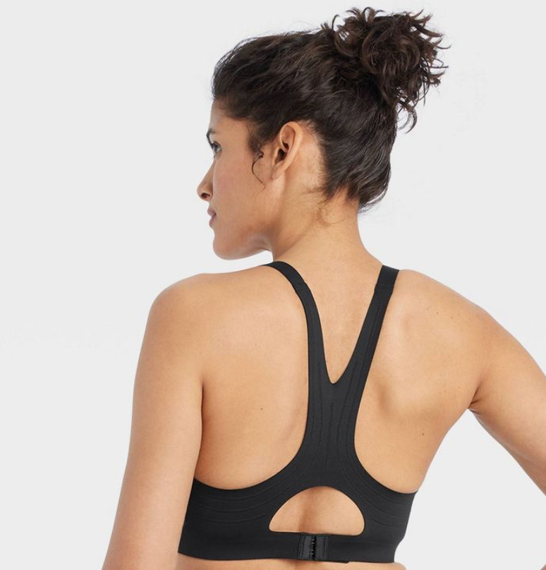 All in Motion High Support Sculpt Embossed Adjustable Sports Bra Black XS NWT