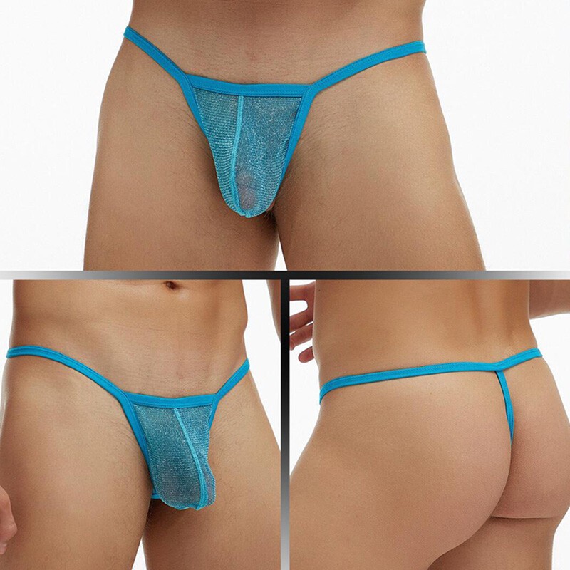 Mens Mesh See-through Pouch G-string Briefs Underwear T-back Thong V-string✔