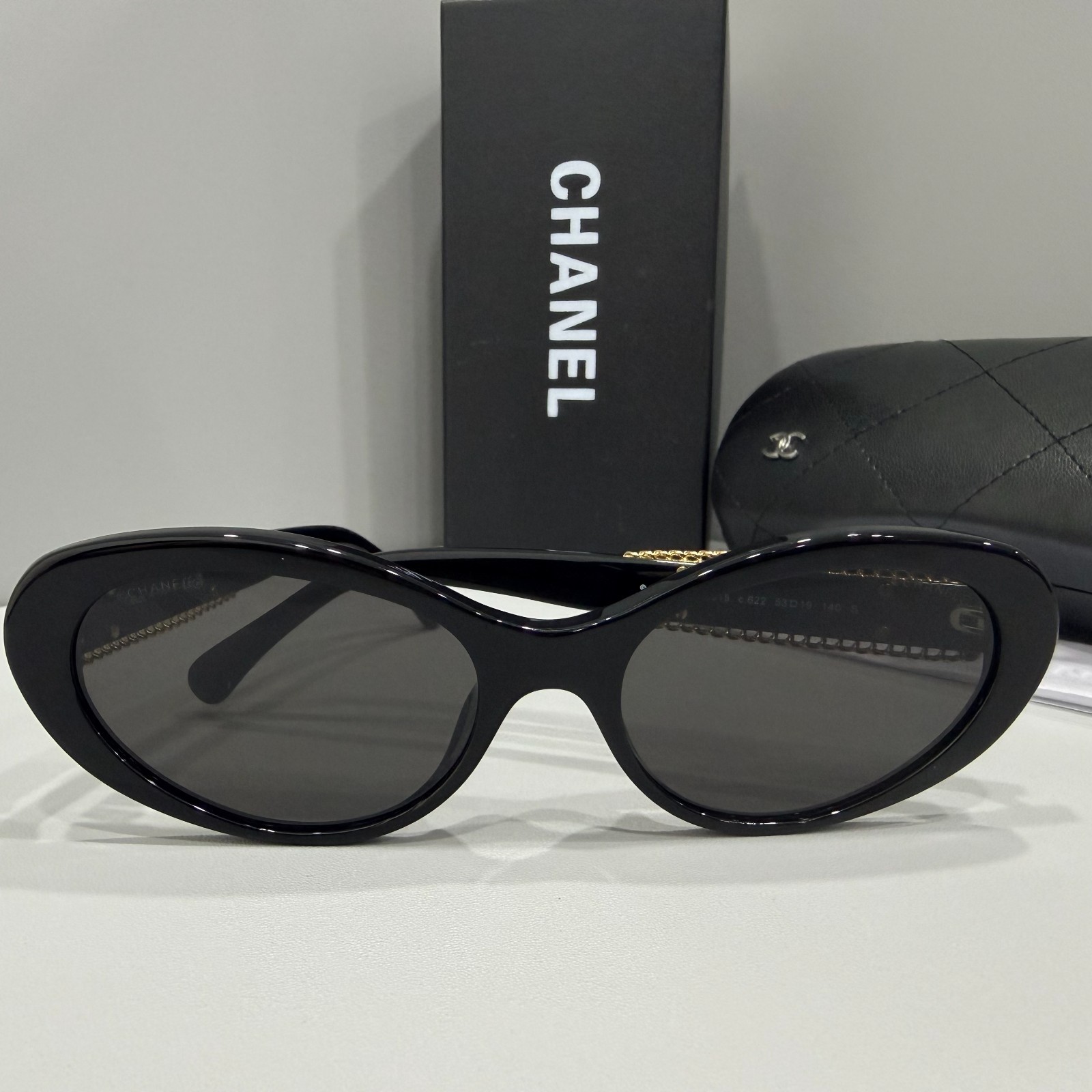 Chanel 5515 black cat eye frame women’s classic sunglasses 53-19-140 NEW