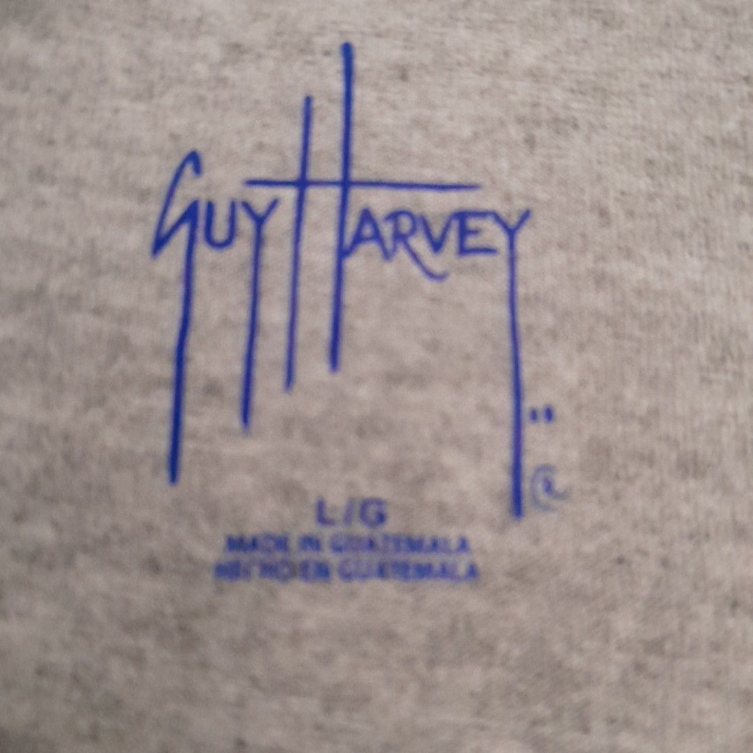 Guy Harvey T Shirt Mens Large Gray Marlin Flag Graphic Fishing Outdoors Beach