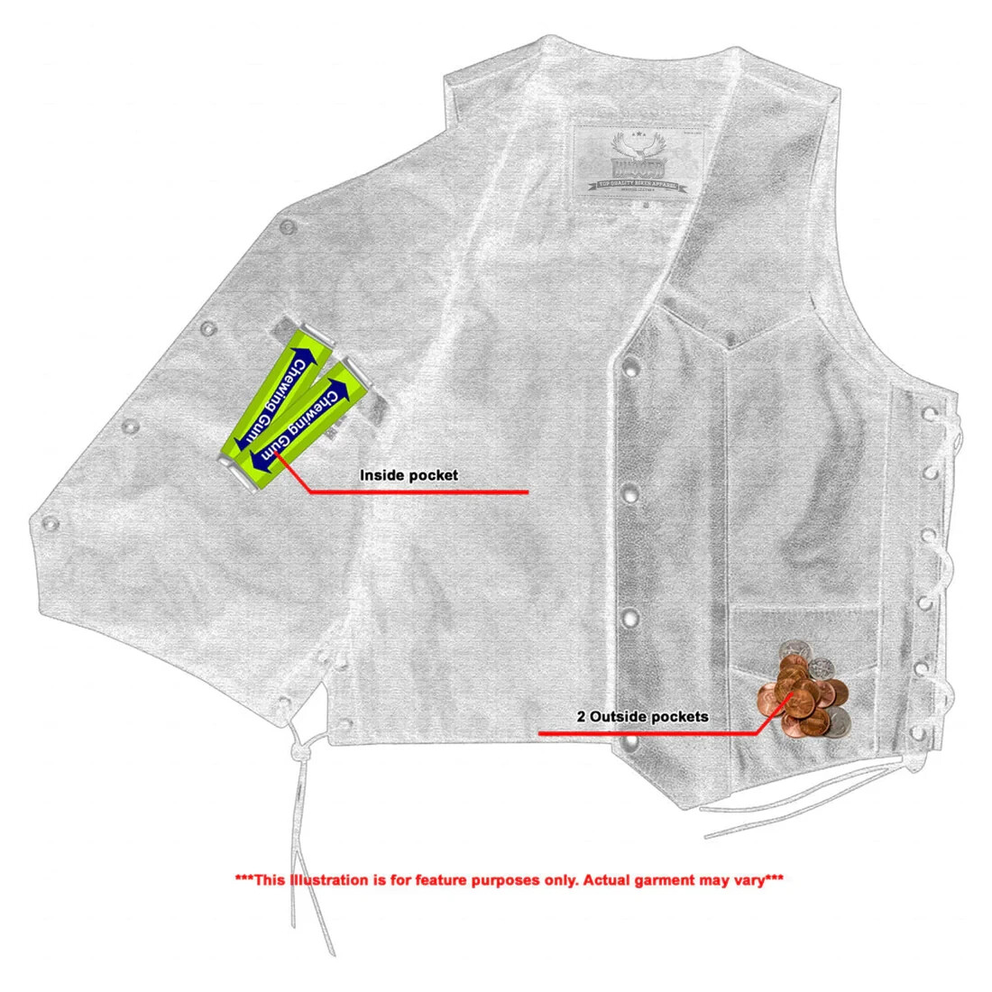 Kids Traditional Motorcycle Black Toddler Cowhide Leather Vest Laceup Biker Boys