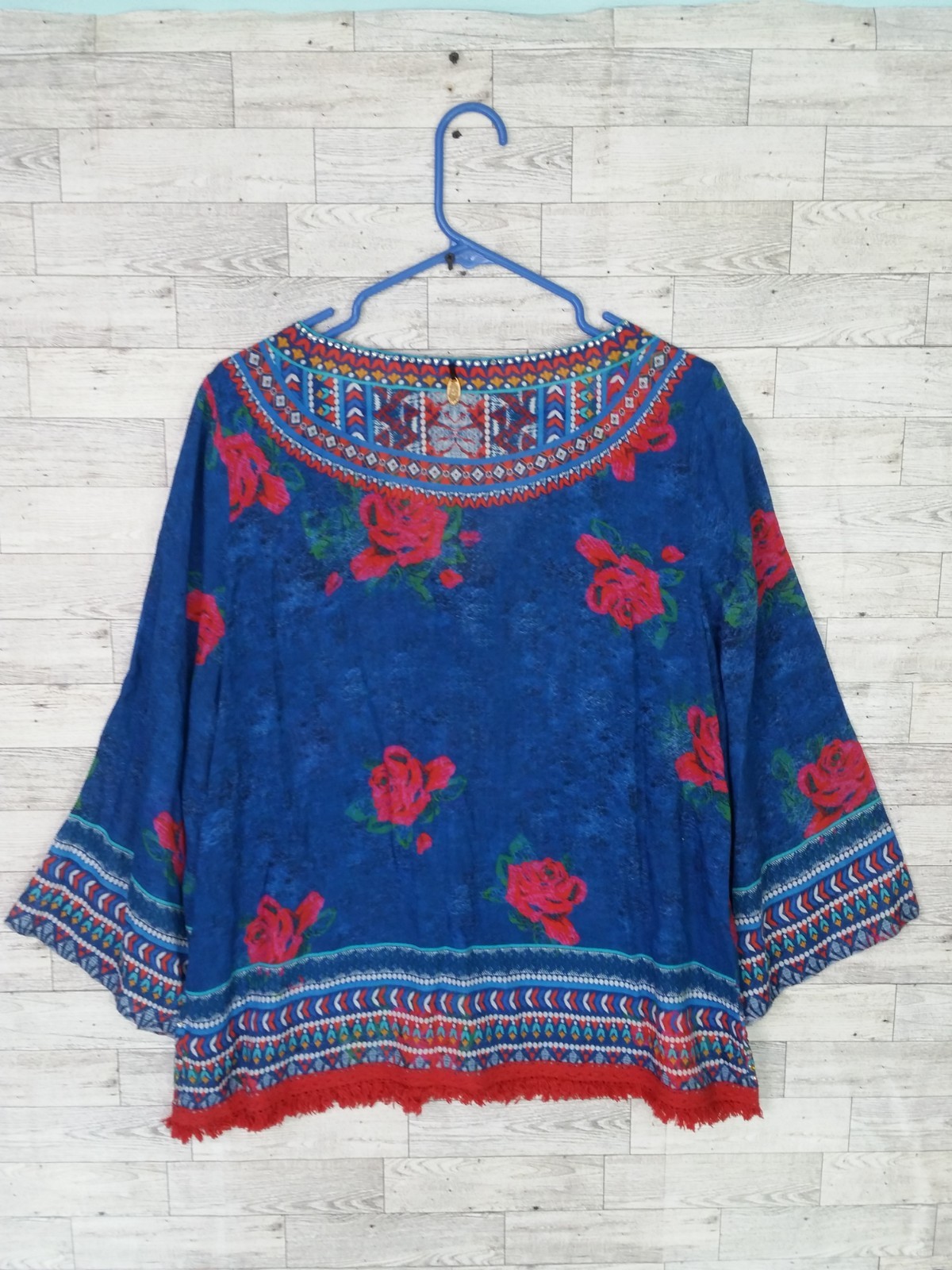 Women’s Ruby Yaya Bell Sleeve Rhinestone Embellished Blouse Top Size Large L