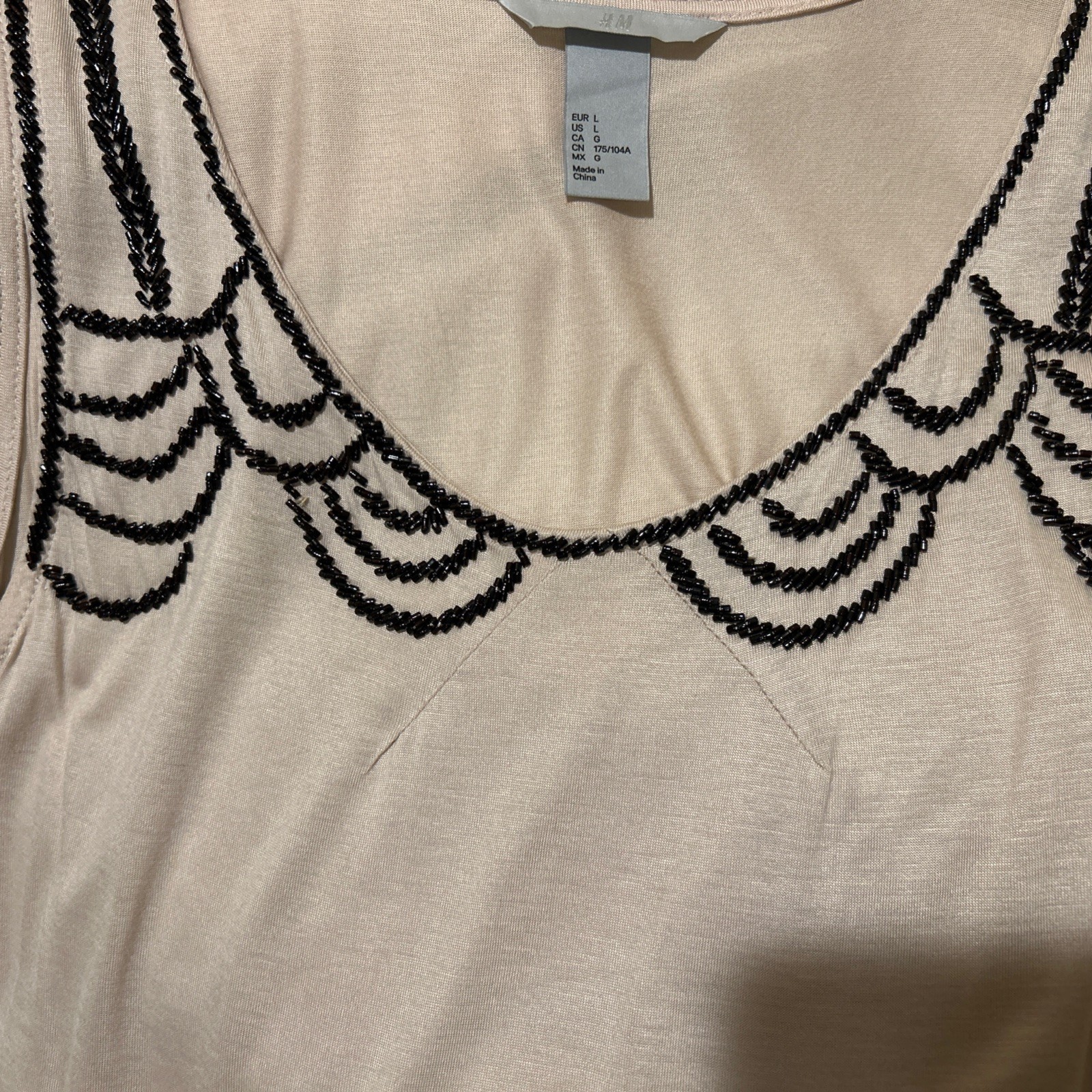 H & M Beige Beaded Sleeveless Top Size L