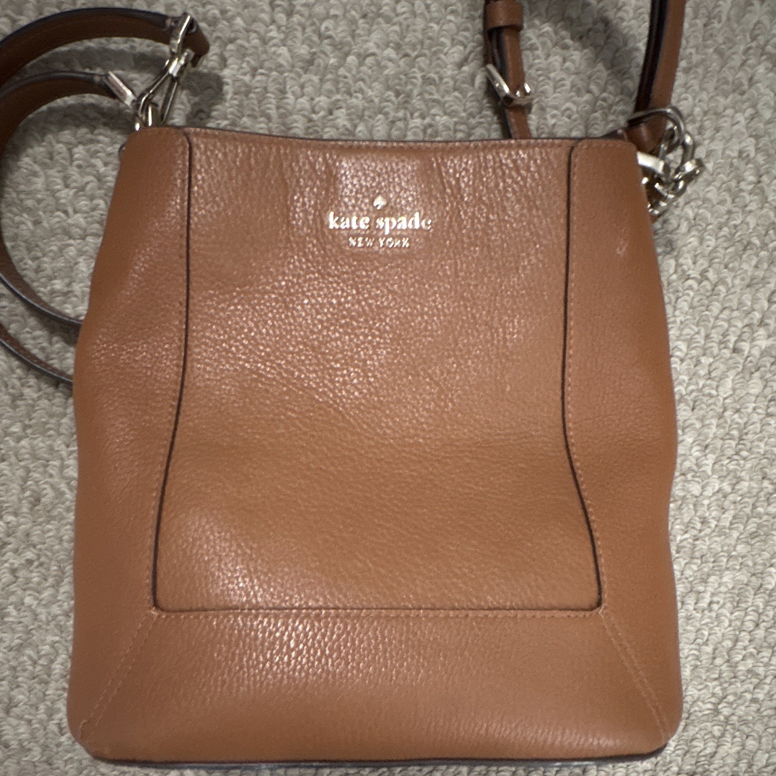 kate spade new york Brown Pebbled Small Shoulder Bag Detachable Strap Pockets