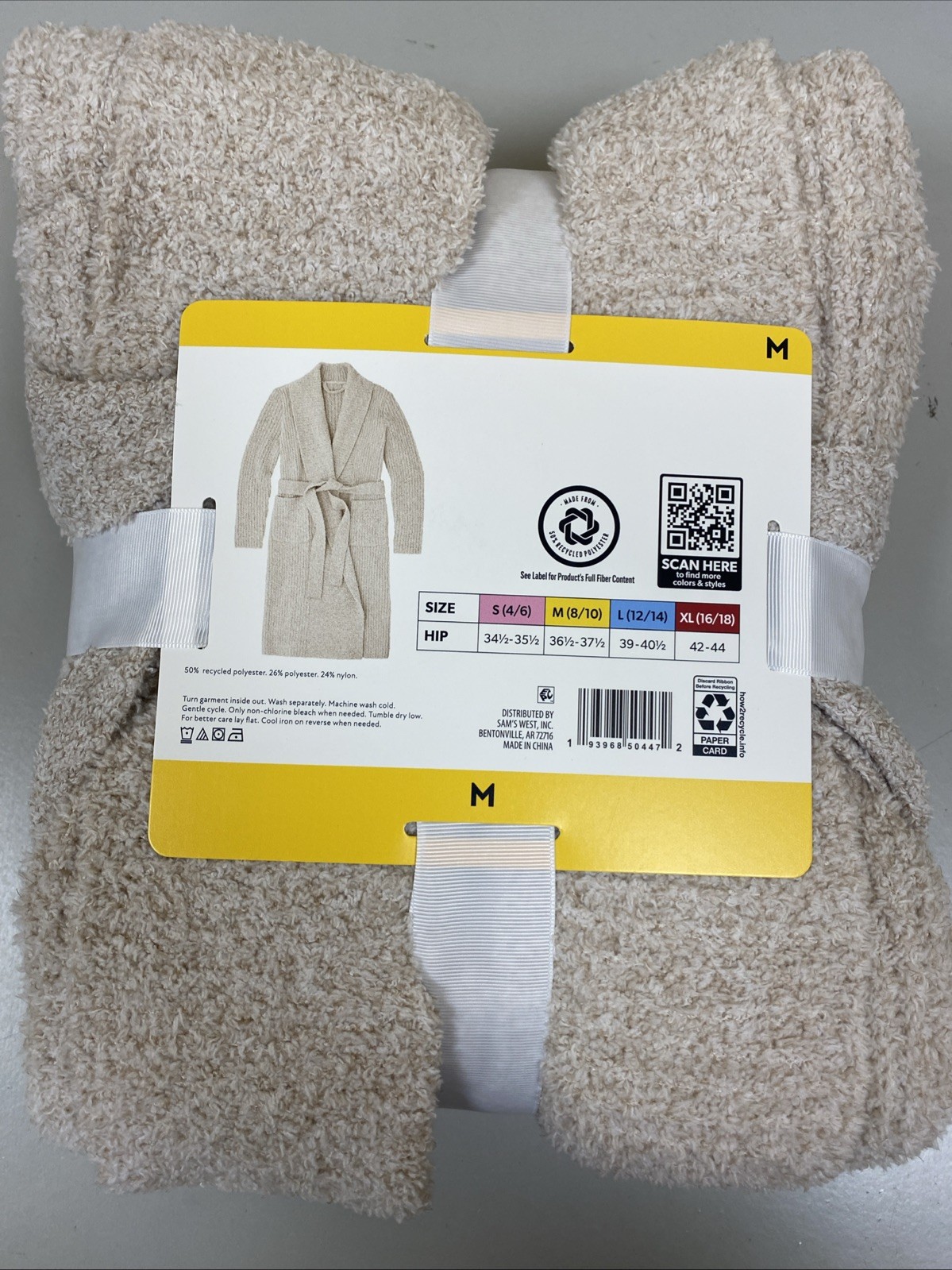 Members Mark Women’s Cozy Knit Robe Assorted Sizes Oatmeal NWT