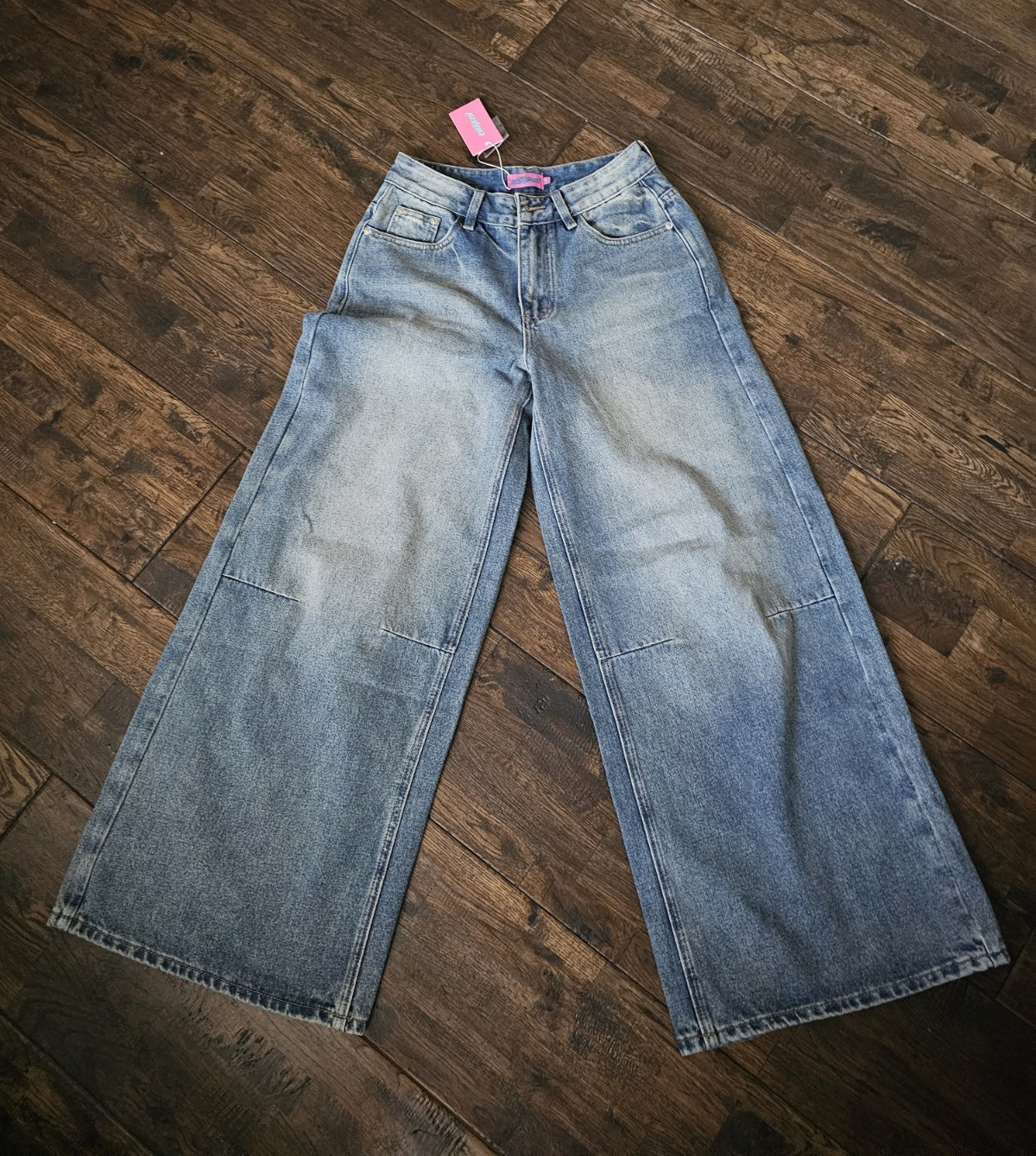Edikted Women’s Light Wash Blue Wide-Leg High Rise 5-Pocket Jeans XS