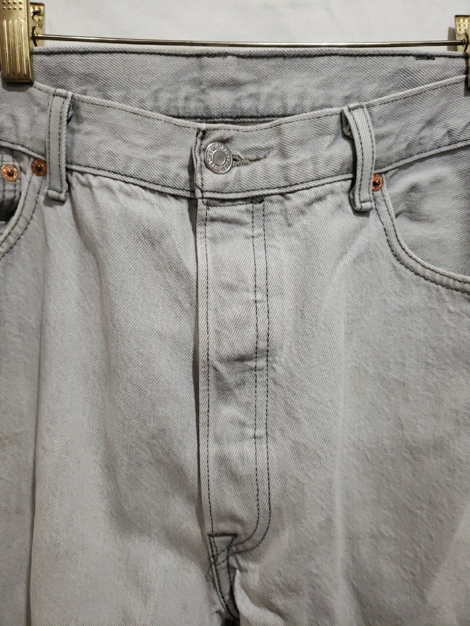 Vintage LEVI JEANS 501 Original Shrink-to-Fit Straight Button Fly Gray 90s