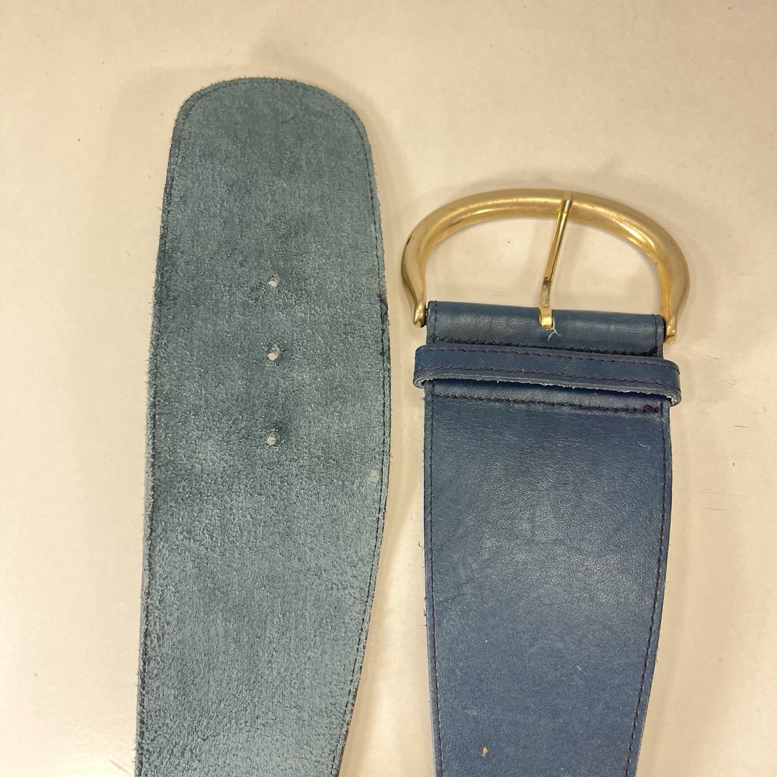 Vintage Wide Blue Leather Waist Belt – Women’s Size 26