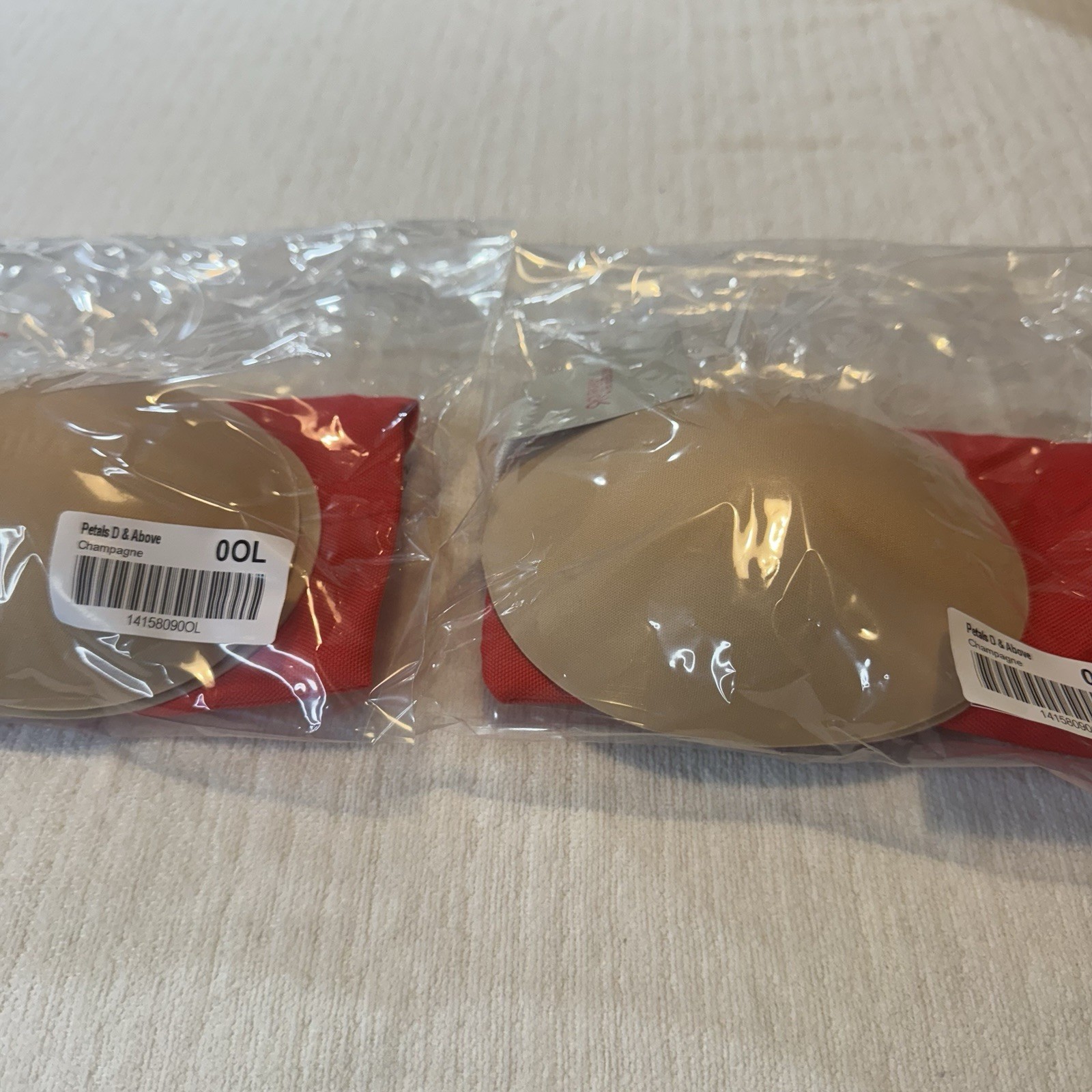 Ruby Ribbon Petals D & Above Bra Inserts Pads 0OL Champagne Nude NWT Set of 2