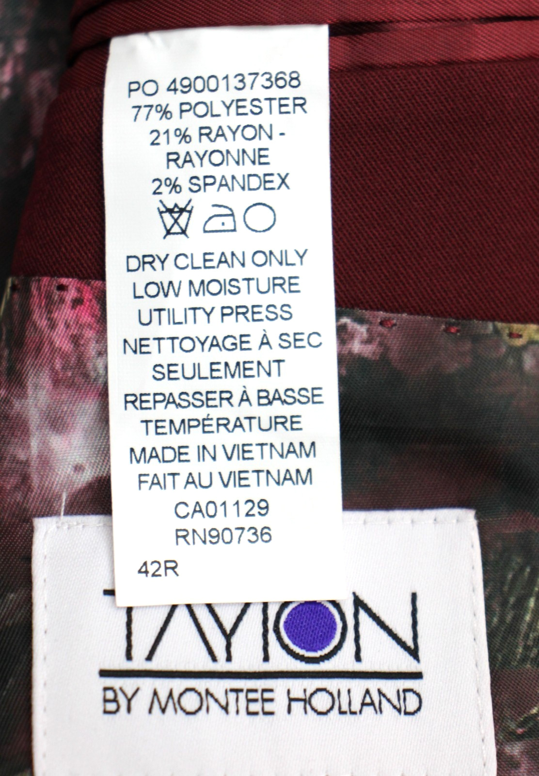 Tayion Suit Jacket 42 R Mens Red Solid Classic Fit Peak Blazer Sport Coat $360