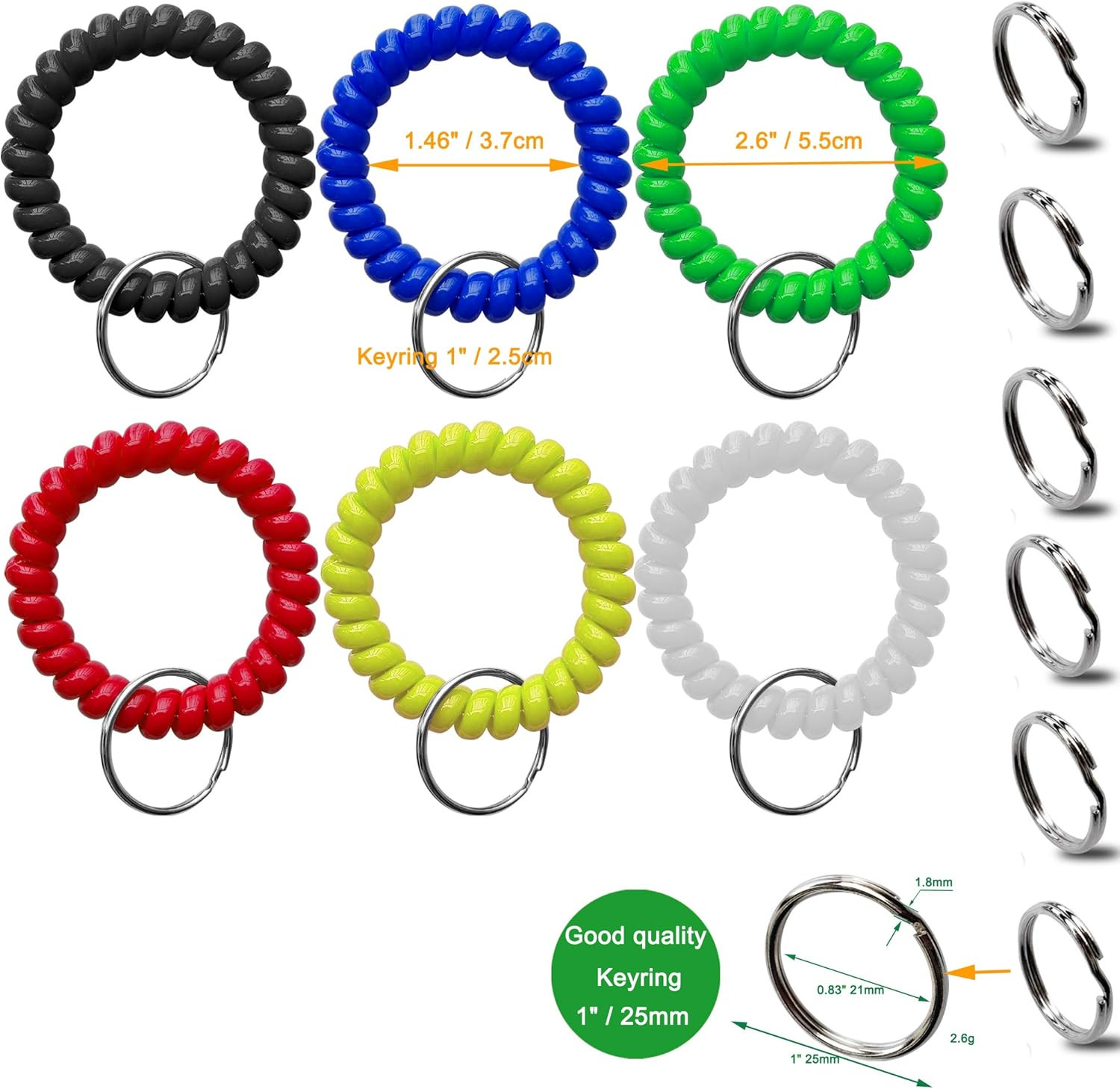 Wrist Keychain – Spring Spiral Stretch Coil Wristband Key Ring Key Chain, for Gy