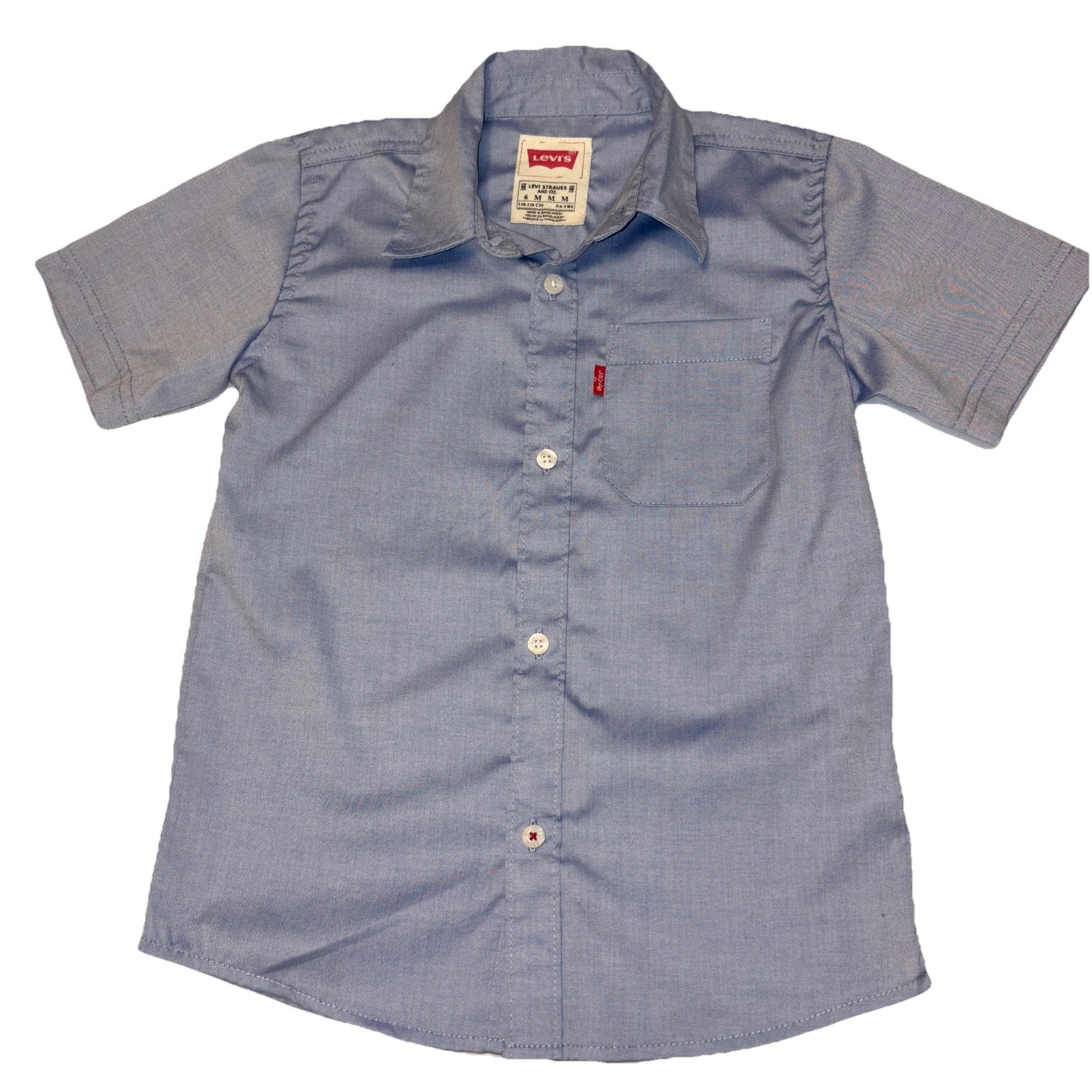 Levi’s Youth Boys Denim Light Blue Cotton Button Up SZ 6 Little Boys Ages 5-6