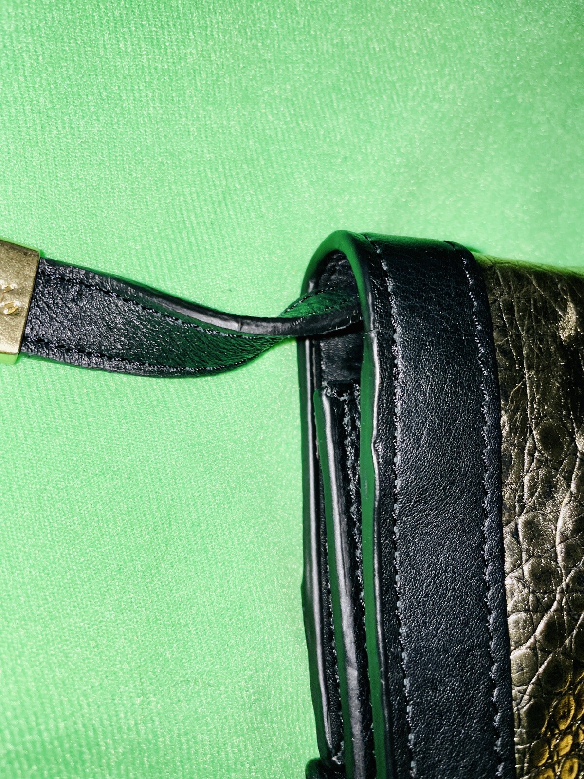 $295 FOLEY & CORINNA FRAMED FLAP GOLD CROCODILE EMBOSSED LEATHER CROSSBODY BAG
