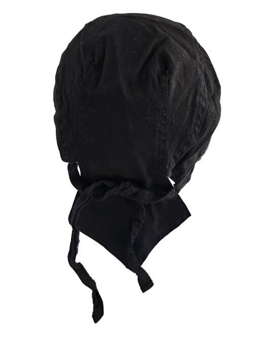 Vega Biker Doo Rag Head Wrap Black Fitted Adjustable Tie Back