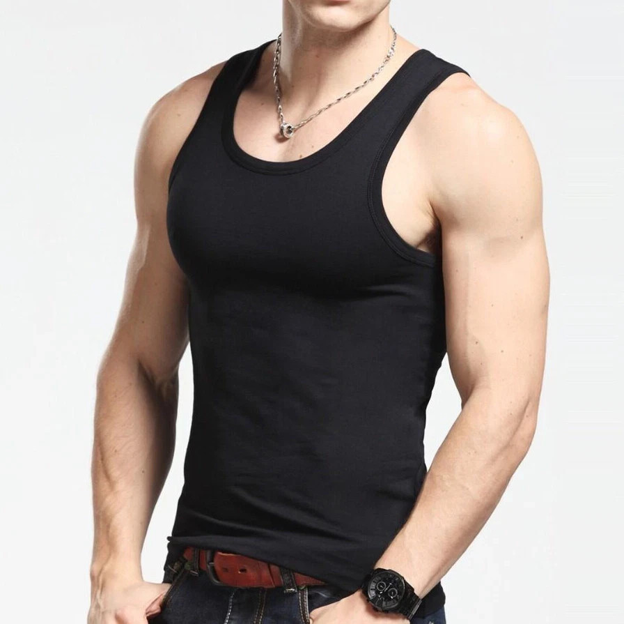 2 Pc Men 100% Cotton AShirt Tank Top Ribbed Undershirt Black Cotton Plus 3XLarge