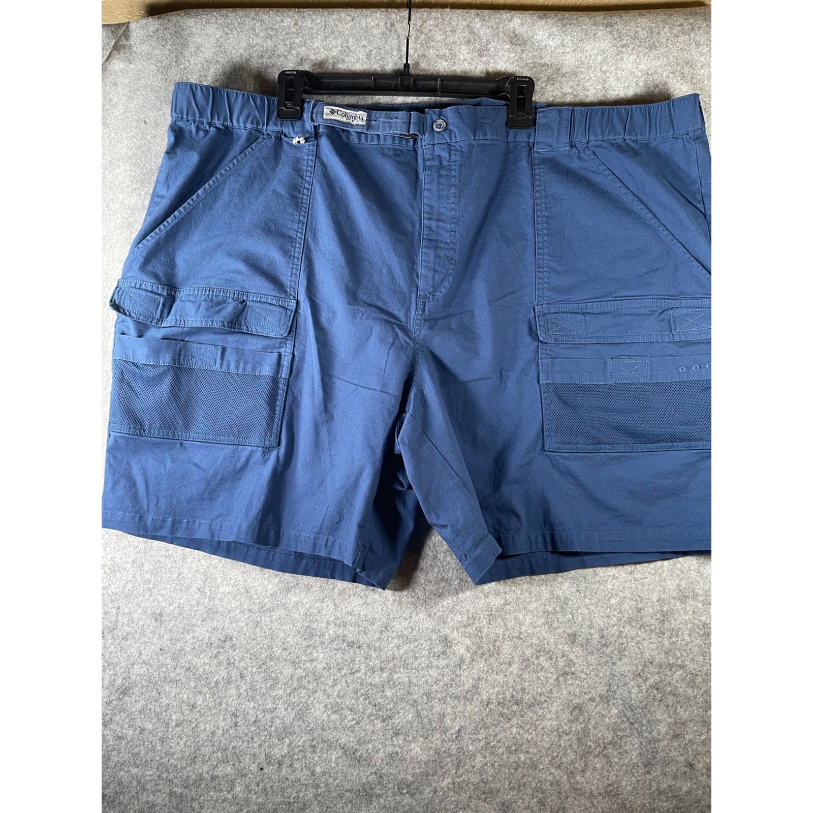 Columbia PFG Mens 4X Blue Performance Fishing Gear Cargo Shorts Navy 8 Inch In