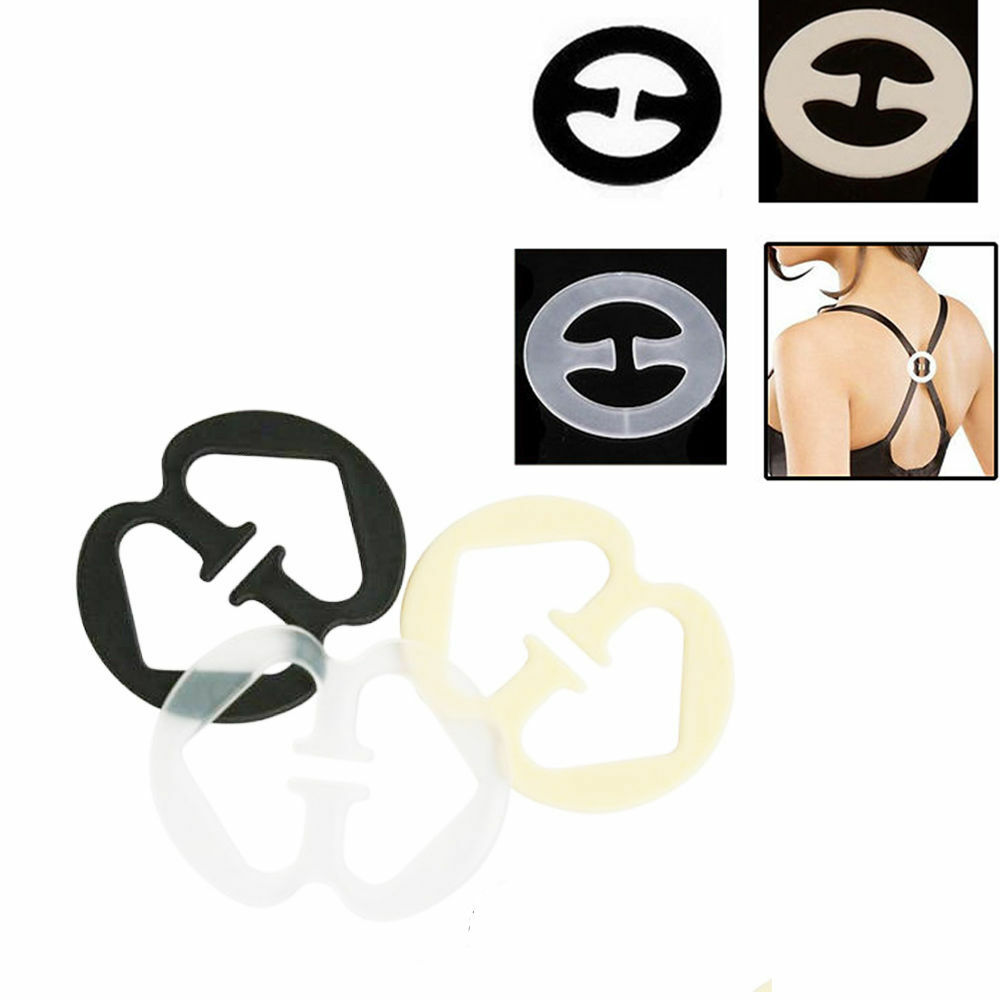 8 Double-Loop & 12 Circle Bra Clips for Straps in Nude Black Clear White