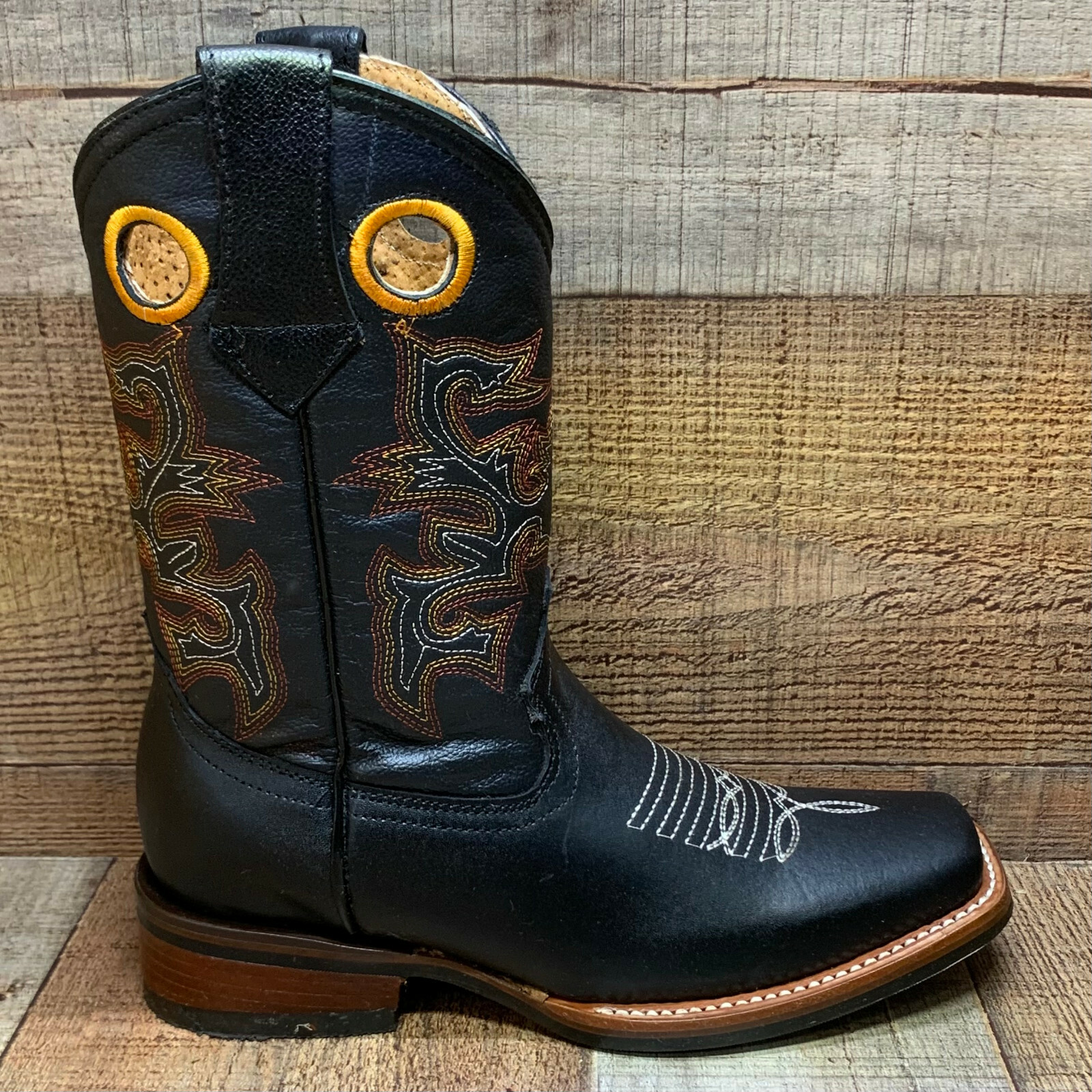 Women’s Western Rodeo Cowgirl Boots Genuine Leather Square Toe Botas Vaqueras