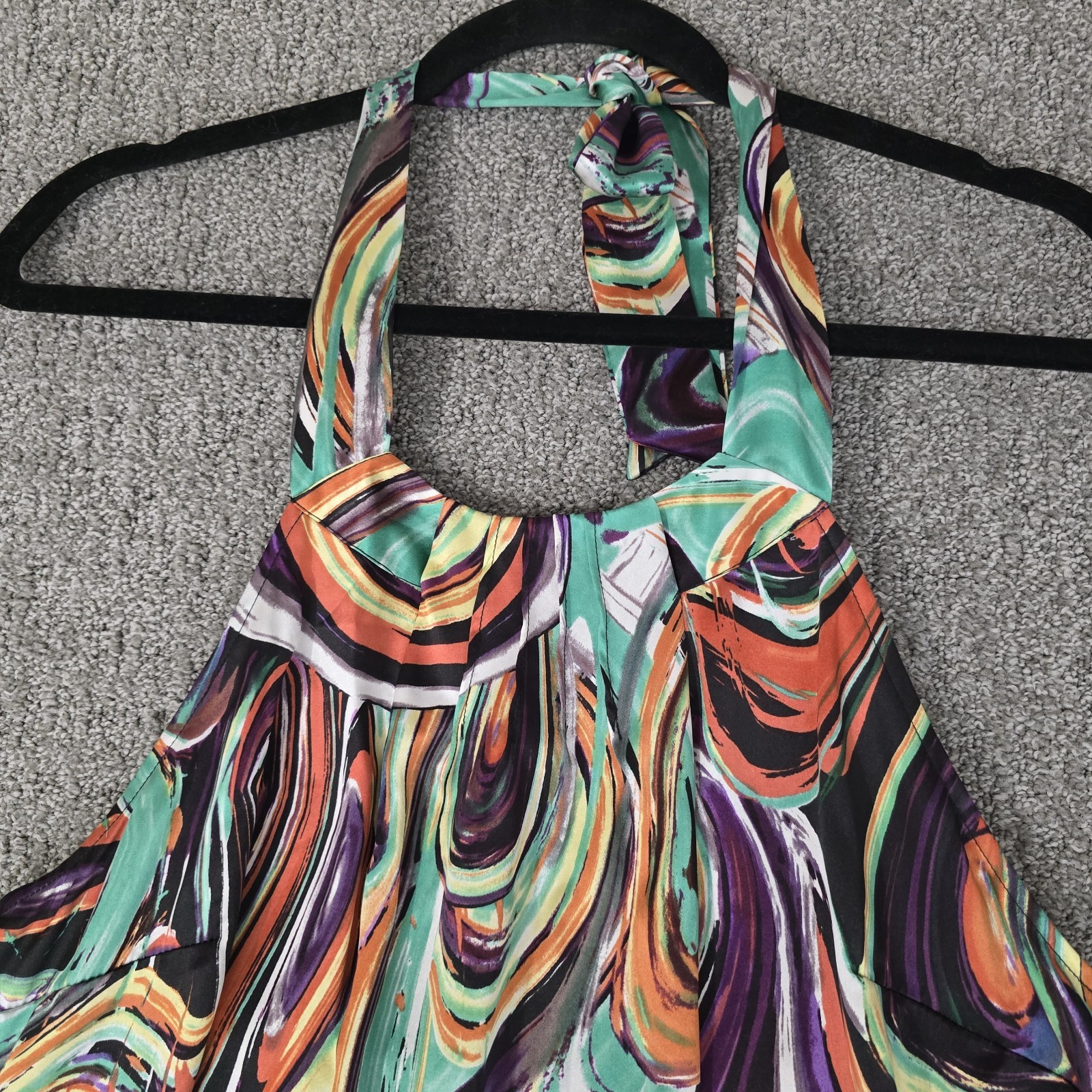 The Limited Abstract Swirl Halter Silk Top Womens Large Psychedelic Y2K