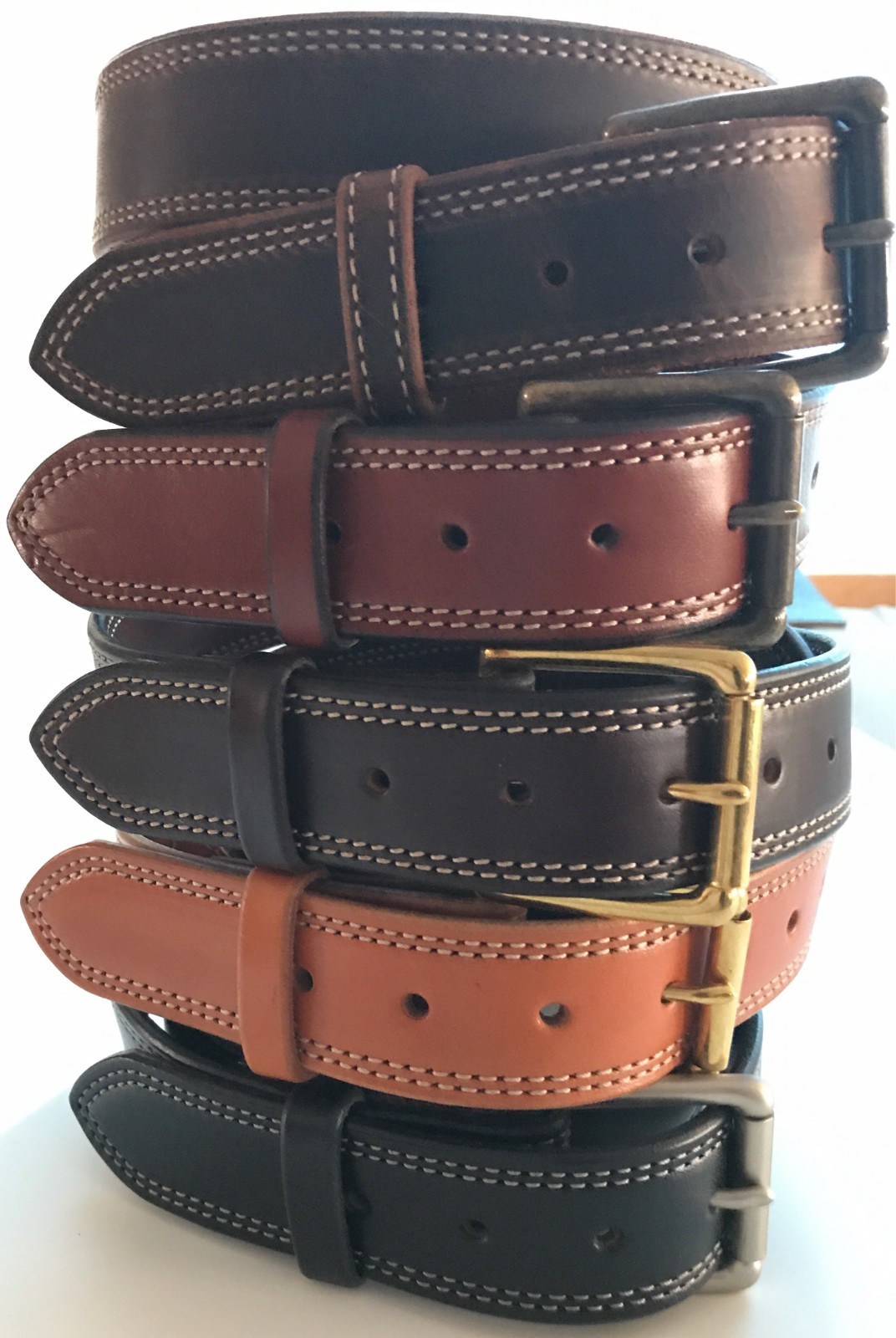 AMISH MADE WICKETT & CRAIG 1.5″ STITCHED REAL LEATHER WORK GUN HOLSTER BELT USA