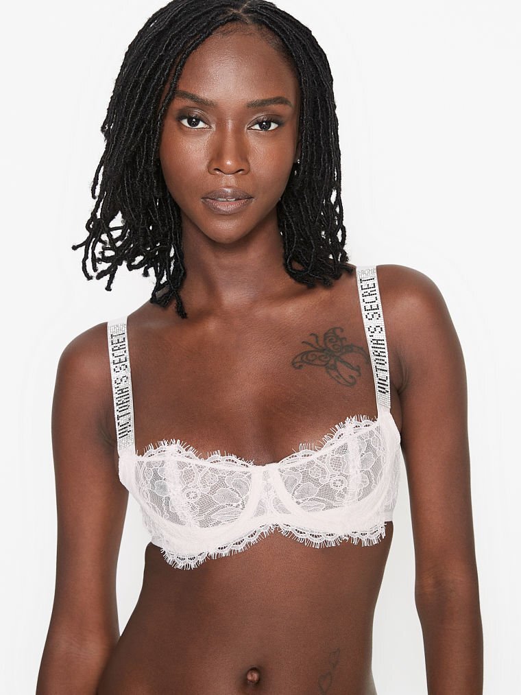 Victoria’s Secret Wicked Shine Strap Bra Thong Set Very Sexy Lace White “Bride”