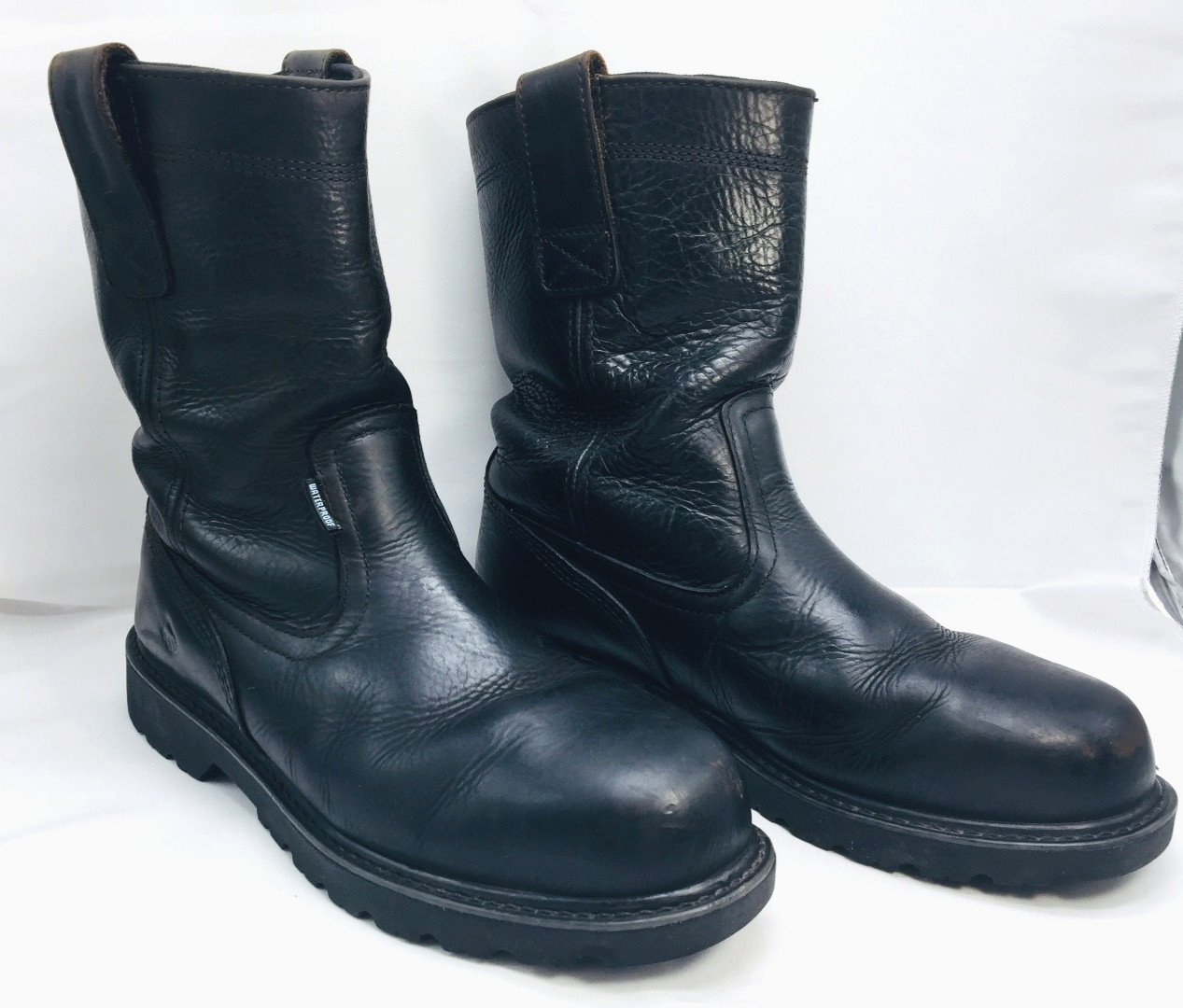 Wolverine Steel Toe Leather Dk Brown Slip On Size 9EW Work Boots ASTM F2413-18