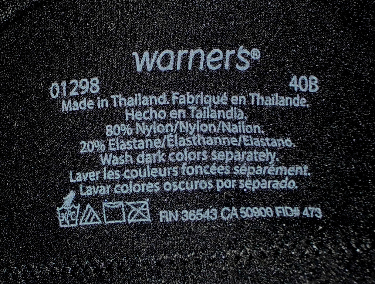New Bra Warner’s Elements Bliss WF Lift Full-Coverage Black 1298 MSRP-$38.00 40B
