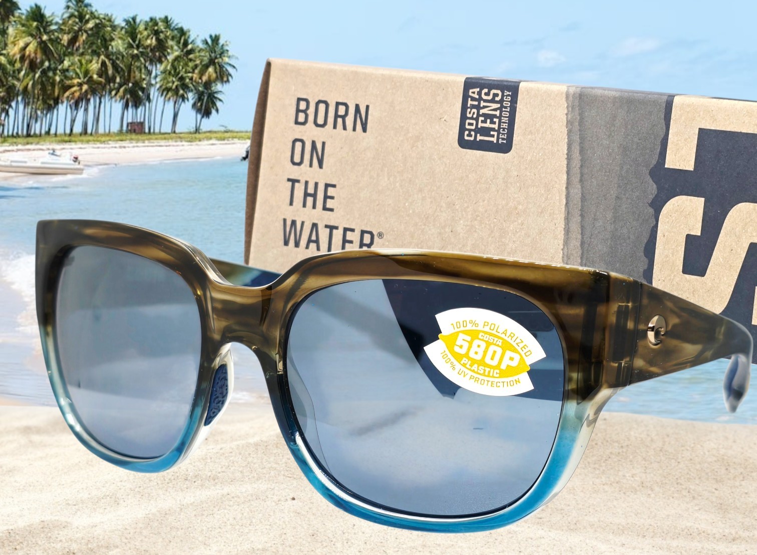 COSTA DEL MAR shiny wahoo/silver mirror WATERWOMAN polarized 580P sunglasses NEW