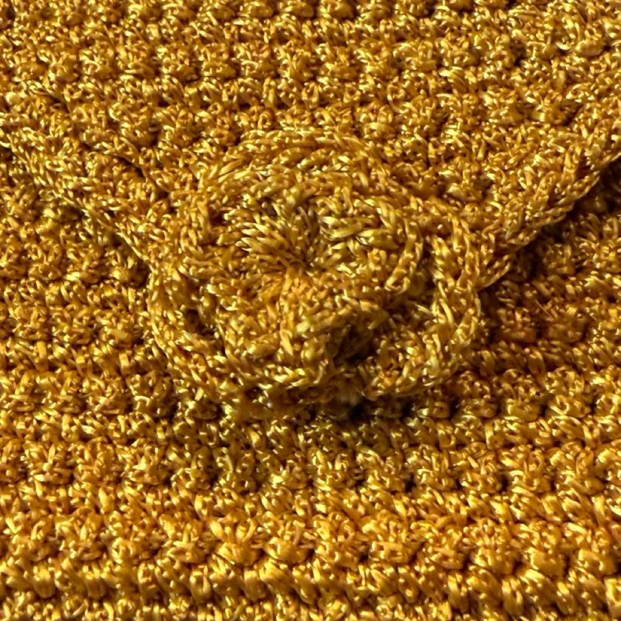Vintage boho handmade mustard yellow crochet clutch purse with floral detail