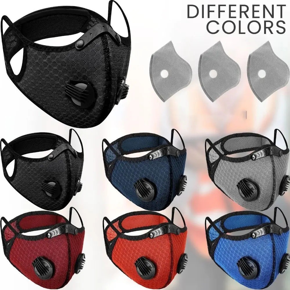 Mesh Sports Cycling Face Mask with Active Carbon Filter & Dual Breathing Valves