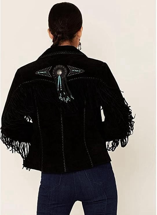 Women Native American Fringe Cowgirl Western Suede Leather Jacket Tassels Beads