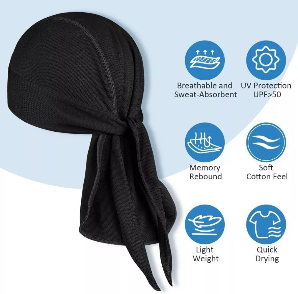 Motorcycle Wrap Biker Du Do Black Bandana Paisley Doo Rag Head Skull Cap Durag