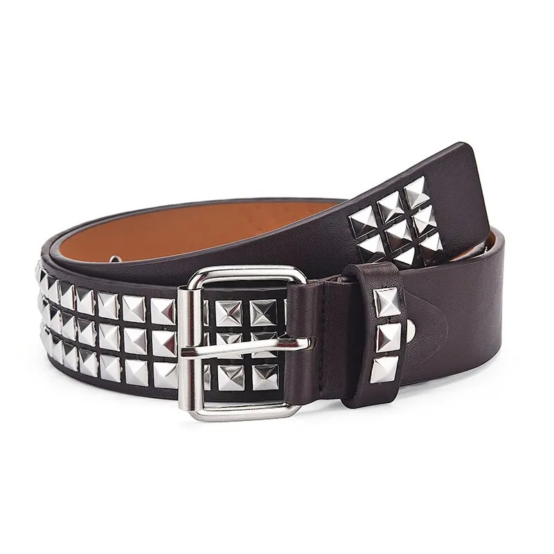 Studded Punk Rock Rivet Belt for Men & Women Pyramid Metal Silver Design USA