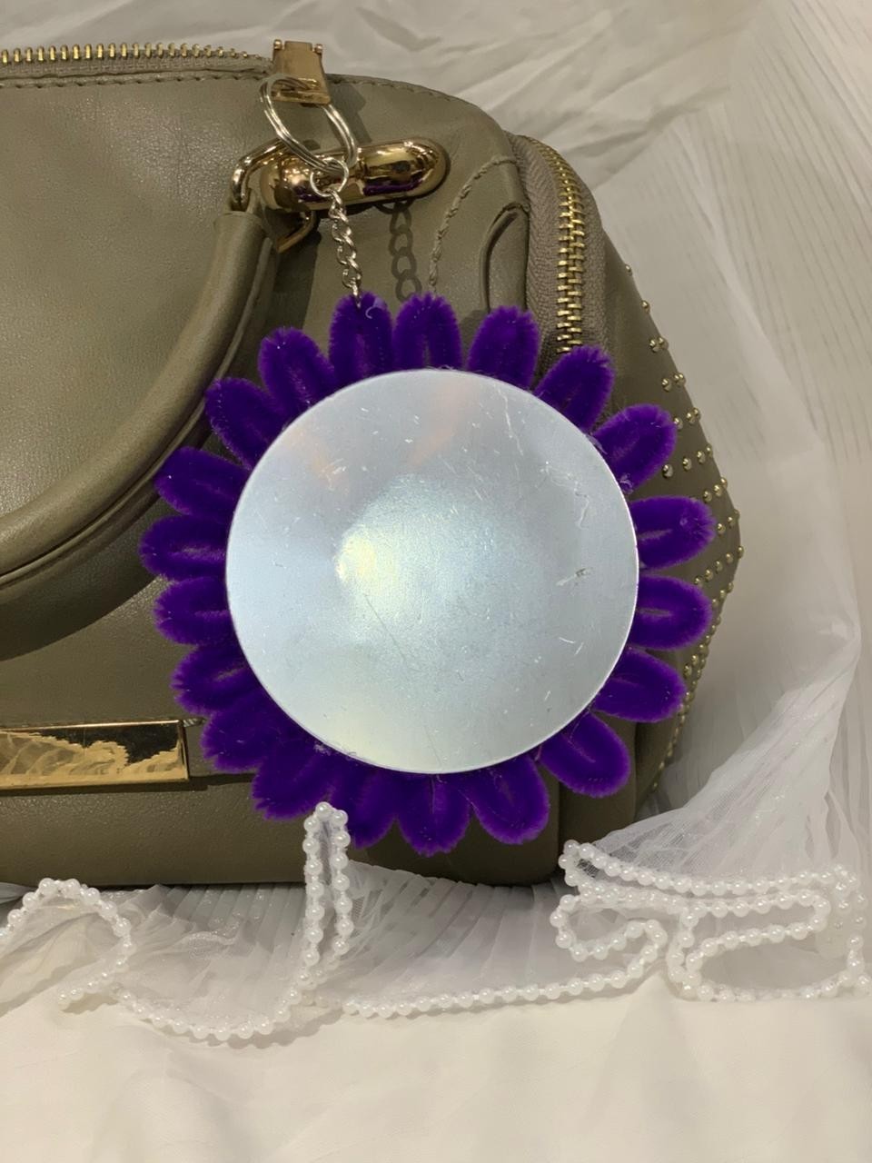 Handmade Chenille Flower Keychain Cute Floral Bag Charm Unique Gift Accessory