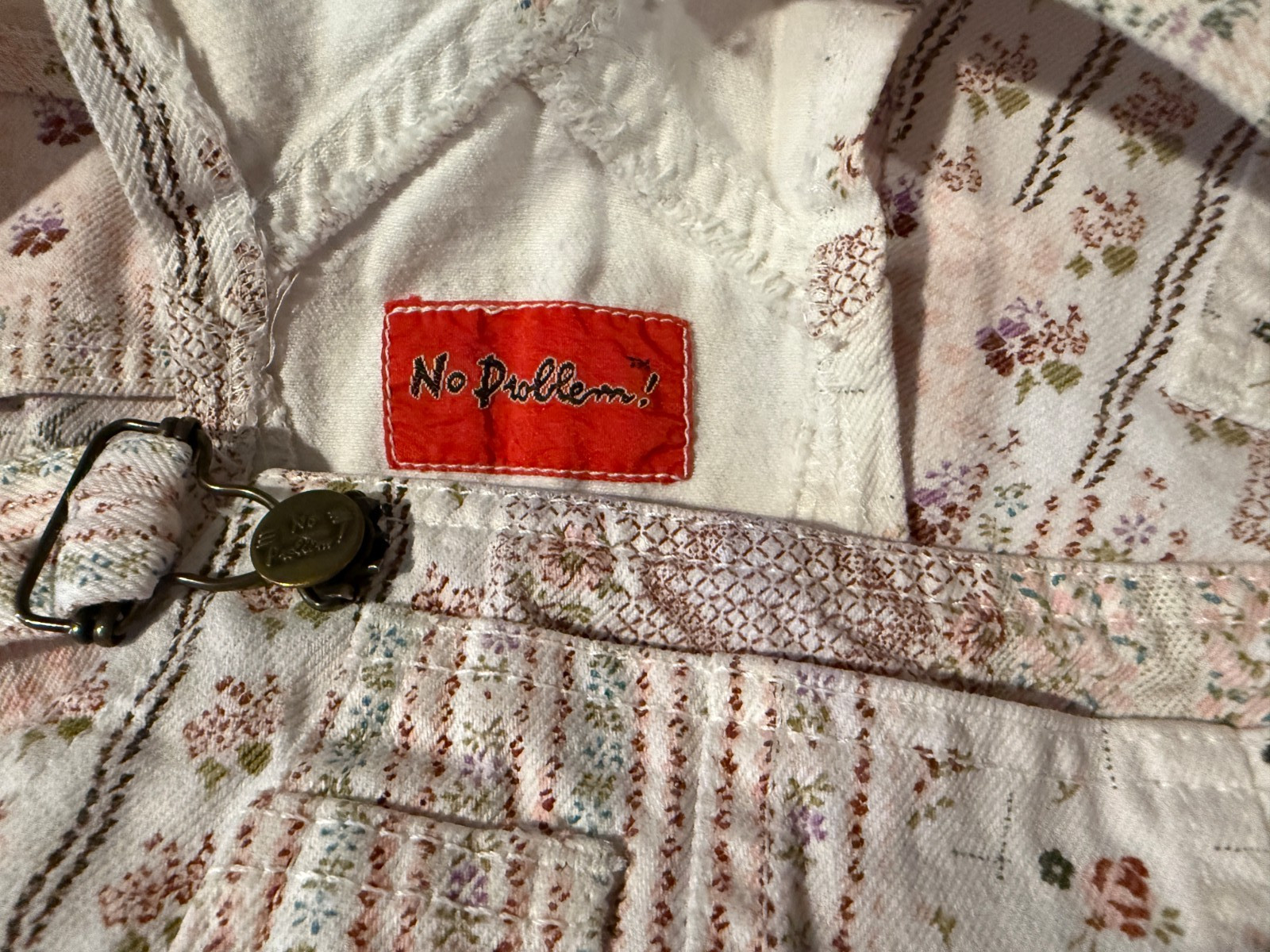 NO PROBLEM Womens Vintage Shortalls Short Overalls Romper – Sz Medium