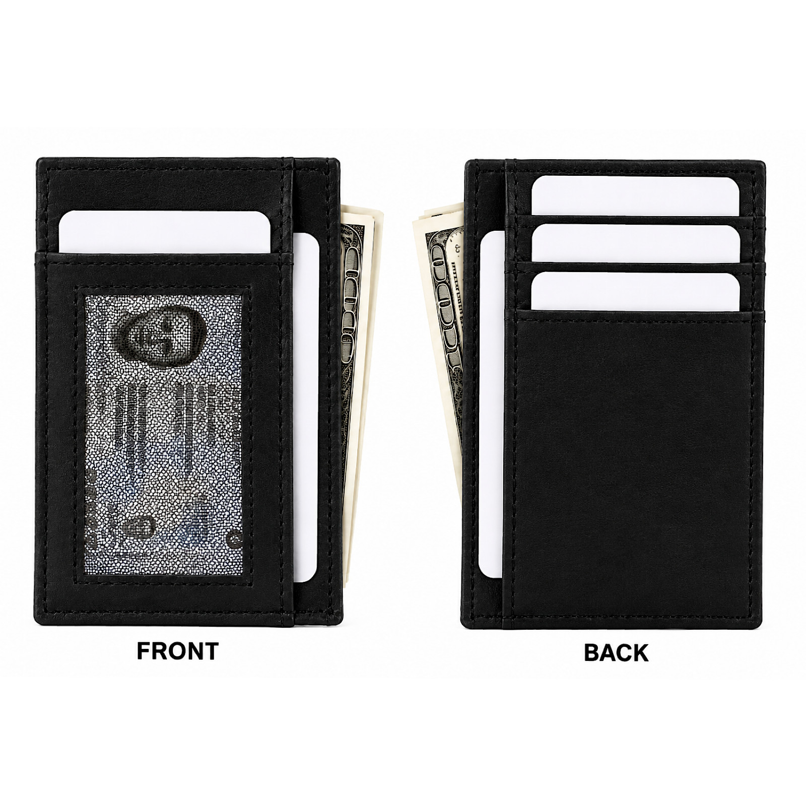 Mens Slim Wallet RFID Blocking Card Holder Front Pockets Leather Wallet Black