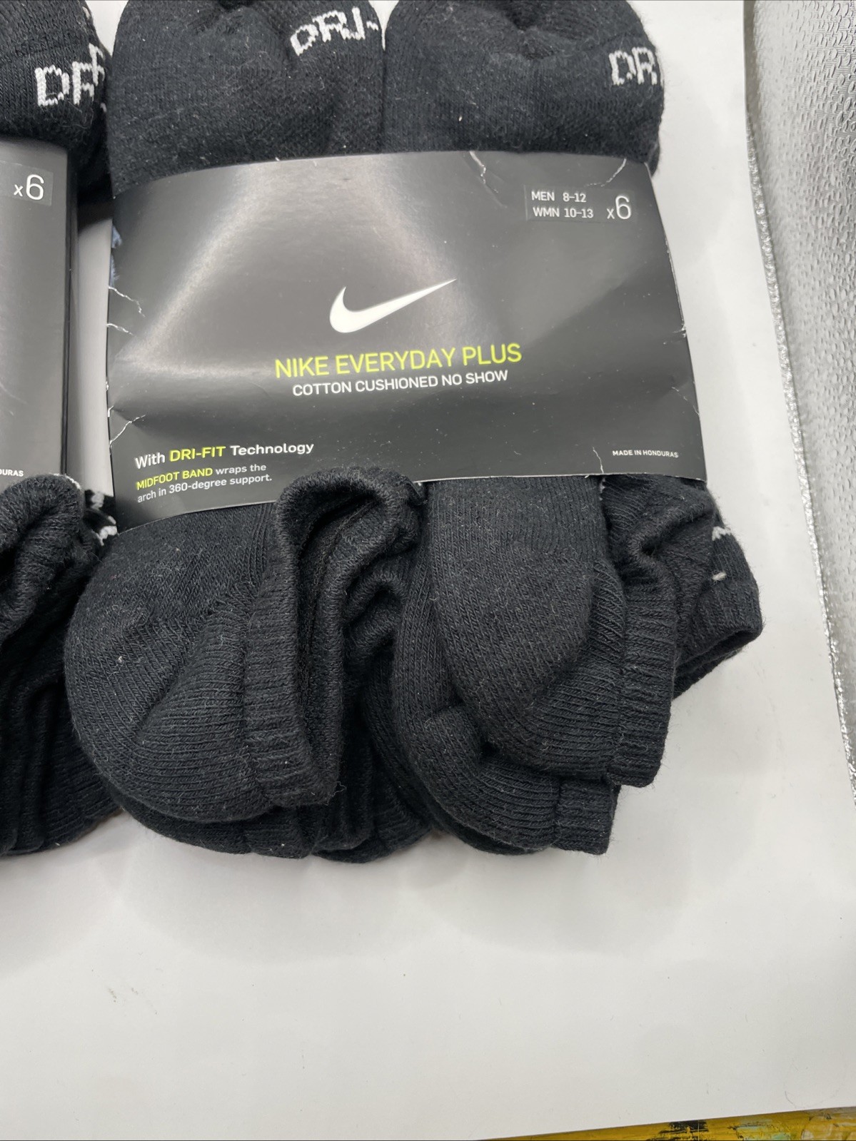 Nike 12pairs Unisex Everyday Plus Cushioned No Show Black Socks Mens Size L 8-12
